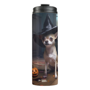 Chihuahua Pumpkins Halloween Beängstigend Thermosbecher