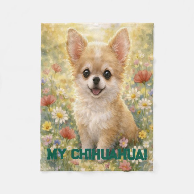 Chihuahua Puppy Customizable Blanket Fleecedecke (Vorderseite)
