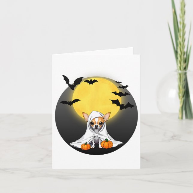 Chihuahua Puppy Ghost Halloween Kostüm - Kleines T Karte (Vorderseite)