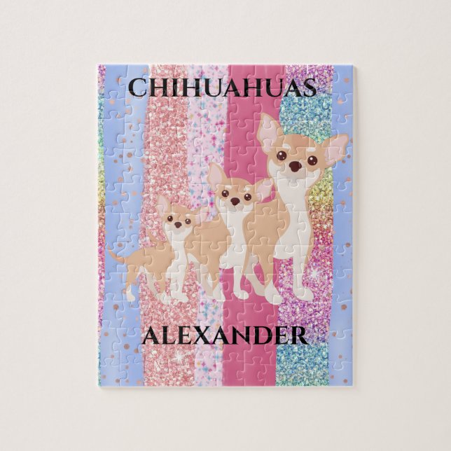 CHIHUAHUA PUZZLE & NOM PERSONNALISÉ. (Vertical)