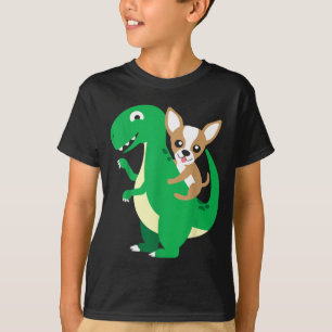 Chihuahua Reitet T-Rex Dinosaur Dino Hund Hallowee T-Shirt