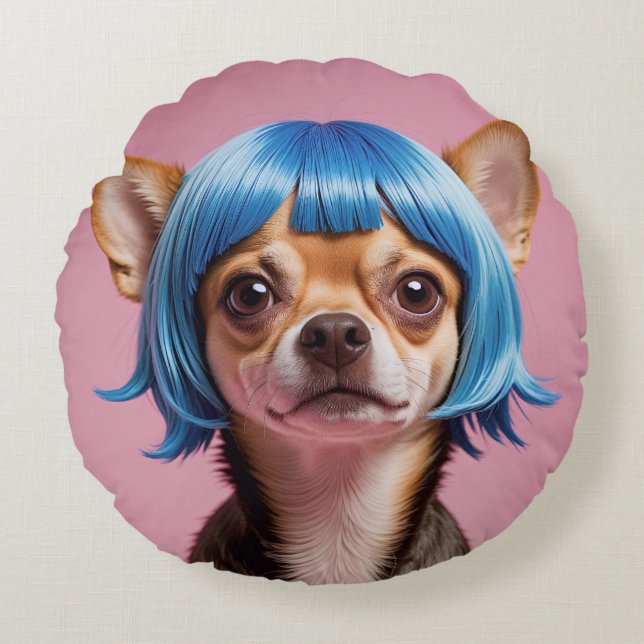 Chihuahua Rundes Kissen (Vorderseite)