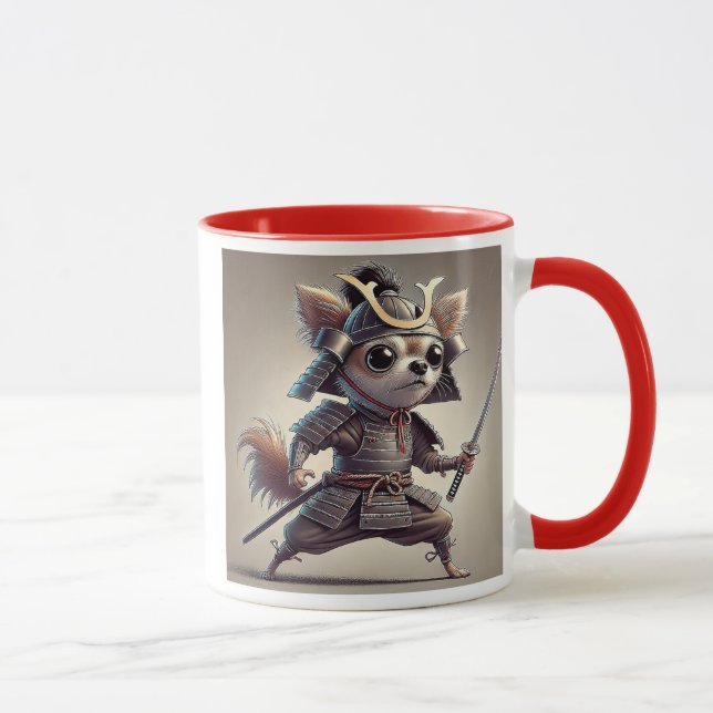 Chihuahua Samurai, ein furchtloser Krieger. Tasse (Rechts)
