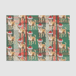 Chihuahua Santa Dog am Karierten Weihnachtsfeierta Seidenpapier