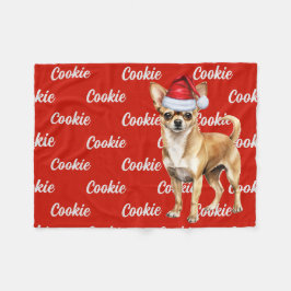 Chihuahua Santa Dog mit Individuelle Name Weihnach Fleecedecke