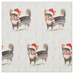 Chihuahua Santa Dog Wucht Word Art Stoff