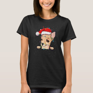 Chihuahua-Santa-Hut Weihnachtsbeleuchtung Xmas Bau T-Shirt