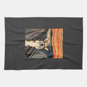 Chihuahua-Schrei-Expressionist-Hundekunst_1 Geschirrtuch