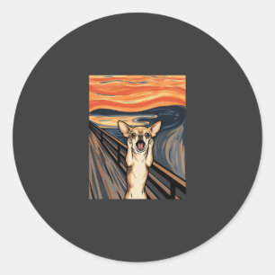 Chihuahua-Schrei-Expressionist-Hundekunst_1 Runder Aufkleber