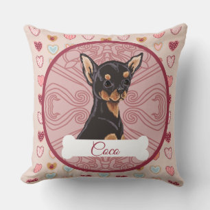 Chihuahua Schwarzbraun Personalisiertes Valentins- Kissen