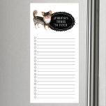 Chihuahua Shopping List Magnetic Notepad Magnetischer Notizblock<br><div class="desc">Adorable Sachen,  um lange Haare Chihuahua Hund mit einem schwarzen Chalkboard Rahmen personalisiert mit Ihrem Namen zu holen.</div>