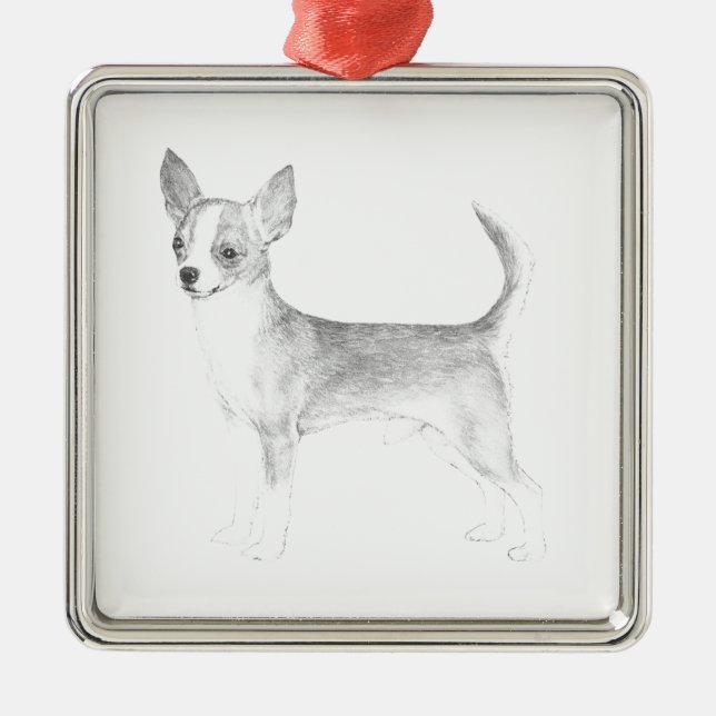 Chihuahua Silbernes Ornament (Vorne)