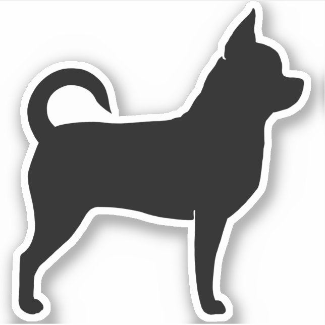 Chihuahua Silhouette Cute Dog Chi Vinyl Sticker (Devant)