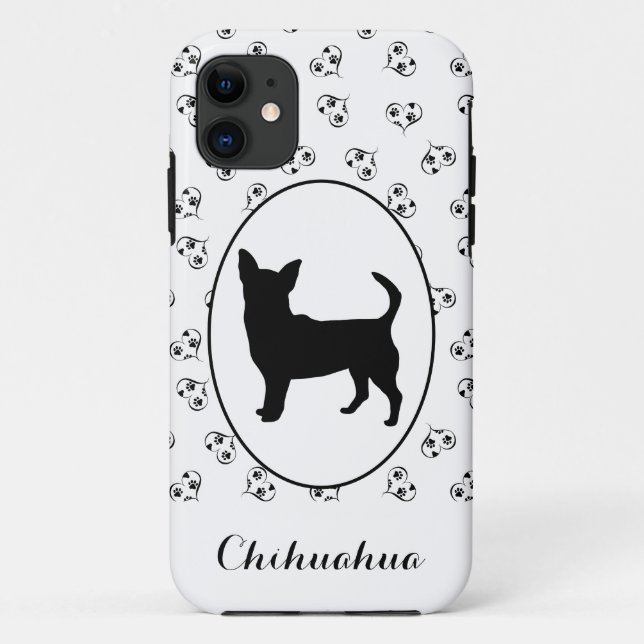 Chihuahua Silhouette Herz und Paw Prints Case-Mate iPhone Hülle (Rückseite)