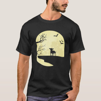 Chihuahua-Silhouette in Vollmond-Hundeschuhen und  T-Shirt