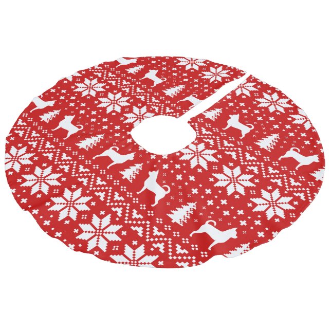 Chihuahua Silhouetten Weihnachten Sweater Pattern Leinenimitat Weihnachtsbaumdecke (Schrägansicht)