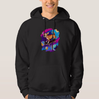 Chihuahua Skateboarding Weltraum Retro Vintage Hoodie