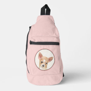 Chihuahua Smooth Coat Malerei Original Hunde Kunst Crossbody Bag