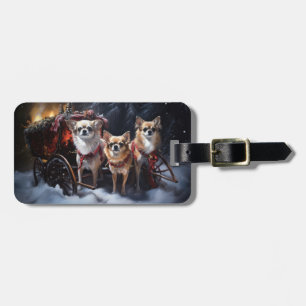 Chihuahua Snowy Sleigh Weihnachtsdekor Gepäckanhänger