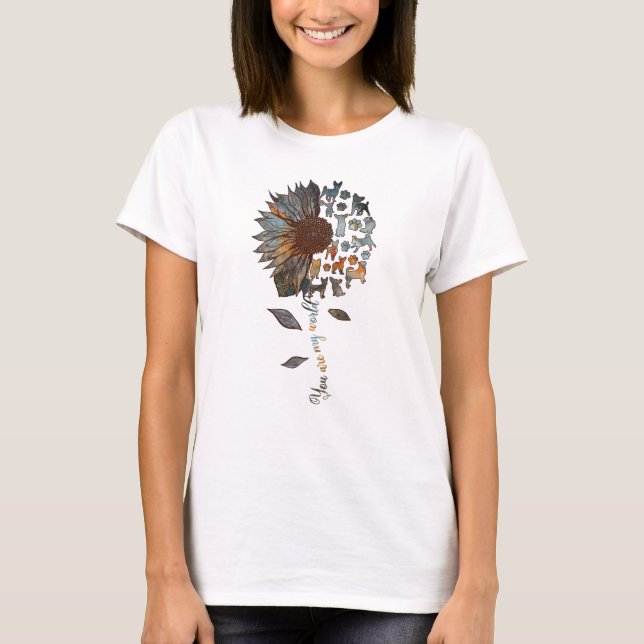 Chihuahua Sonnenblume Du bist mein Welthundliebhab T-Shirt (Vorderseite)