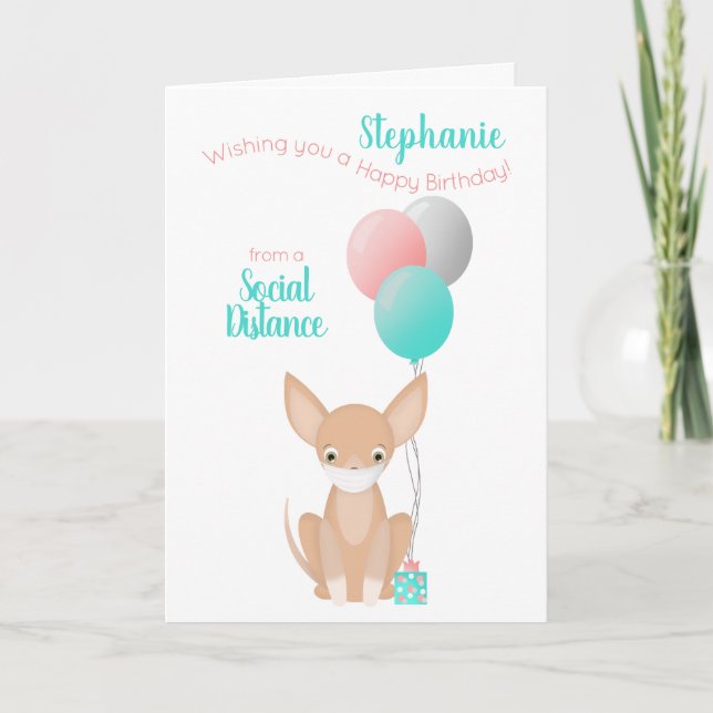Chihuahua Soziale Distanz Geburtstag Karte (Vorderseite)