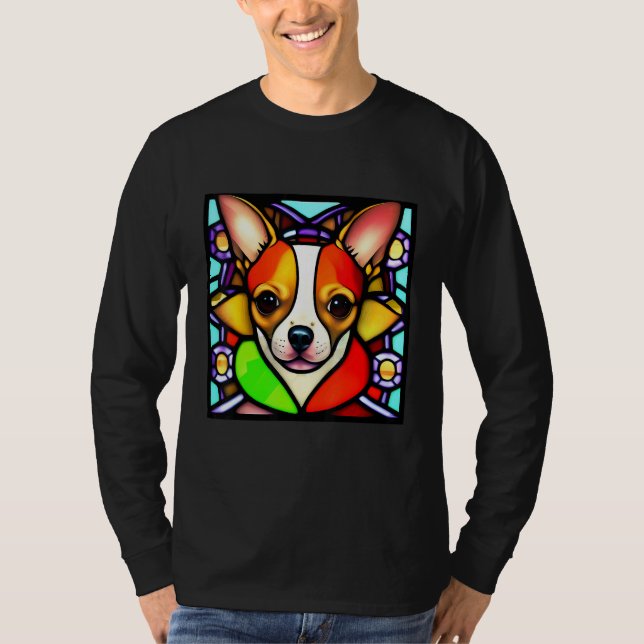 Chihuahua - Stained Glass Pop Art_4 T-Shirt (Vorderseite)