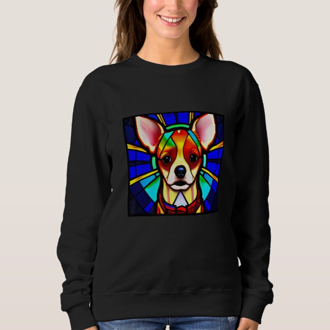 Chihuahua - Stained Glass Pop Art Premium_11 Sweatshirt (Vorderseite)