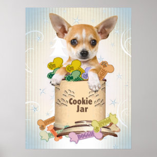 Chihuahua stehen über Plätzchen-Glas-Plakat Poster