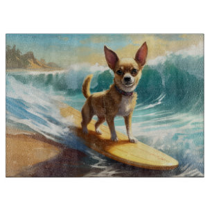 Chihuahua-Strand-Surfing-Gemälde Schneidebrett