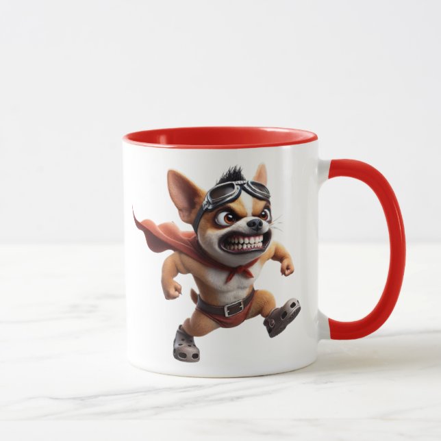 Chihuahua-Superheld-Hund. Tasse (Rechts)