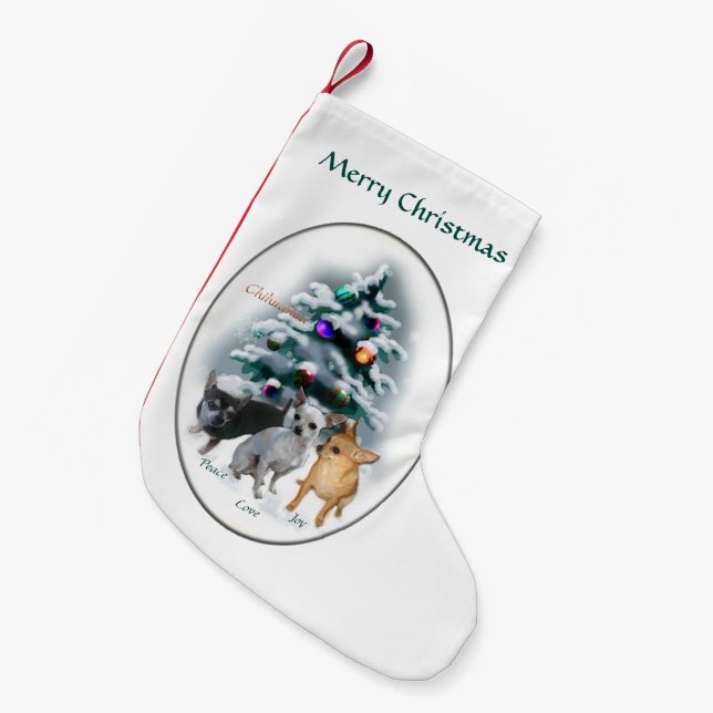 Chihuahua Trio Christmas Kleiner Weihnachtsstrumpf (Vorderansicht (hängend))