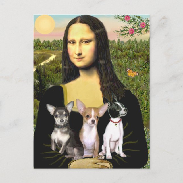 Chihuahua Trio - Mona Lisa Postkarte (Vorderseite)