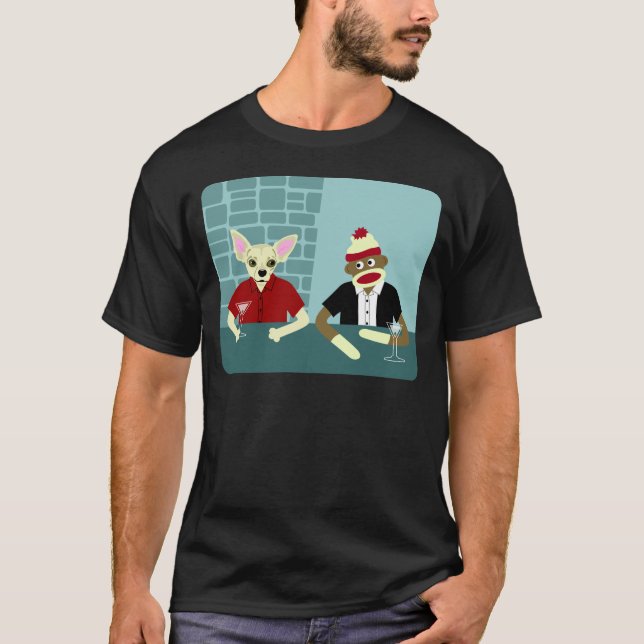 Chihuahua u. Socken-Affe T-Shirt (Vorderseite)