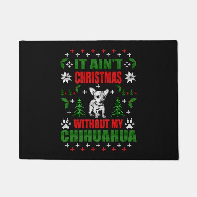 Chihuahua Ugly Christmas Sweater Fußmatte (Vorderseite)