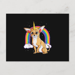 chihuahua unicorn Mädchen Weltraumgalaxie Regenbog Ankündigungspostkarte