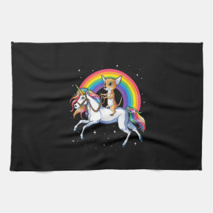 chihuahua unicorn Mädchen Weltraumgalaxie Regenbog Geschirrtuch