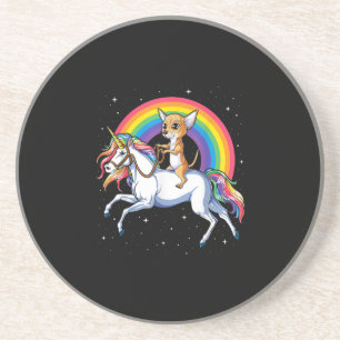 chihuahua unicorn Mädchen Weltraumgalaxie Regenbog Getränkeuntersetzer