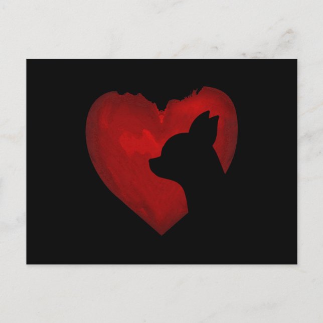 Chihuahua Valentine With Red Heart Painting Ohrts Postkarte (Vorderseite)