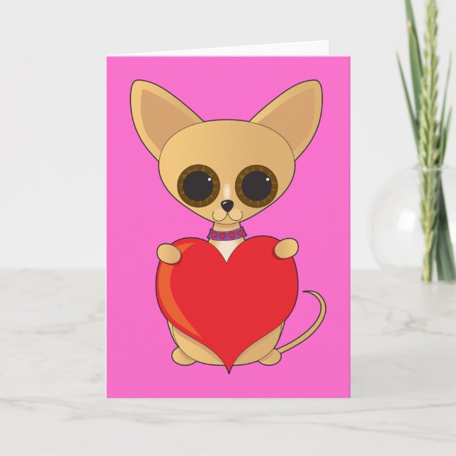 Chihuahua-Valentinsgruß Feiertagskarte (Vorderseite)