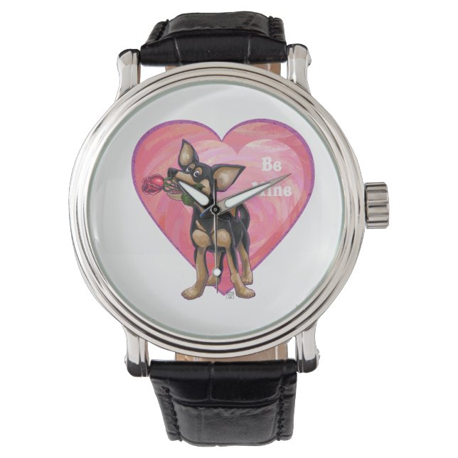 Chihuahua-Valentinstag Armbanduhr (Vorderseite)