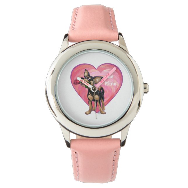 Chihuahua-Valentinstag Armbanduhr (Vorderseite)