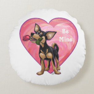 Chihuahua-Valentinstag Rundes Kissen