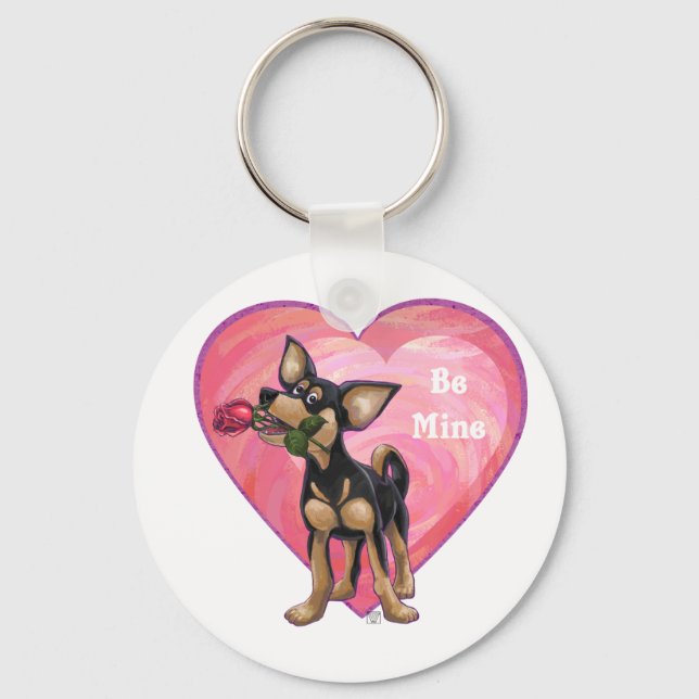 Chihuahua-Valentinstag Schlüsselanhänger (Vorderseite)
