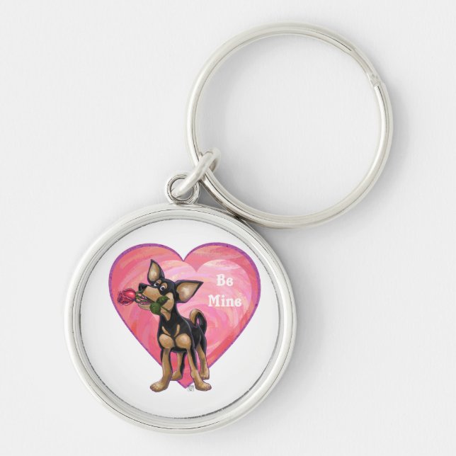 Chihuahua-Valentinstag Schlüsselanhänger (Vorne)