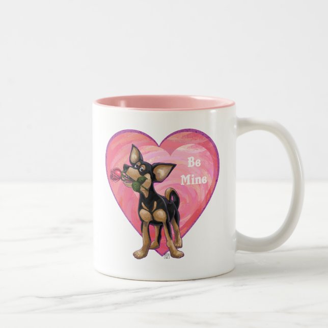 Chihuahua-Valentinstag Zweifarbige Tasse (Rechts)