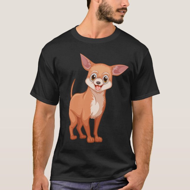 Chihuahua Vater Mama Welpe Dog Rescue Cartoon Welp T-Shirt (Vorderseite)