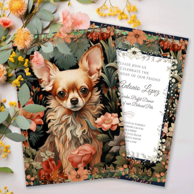 Chihuahua Vintages Blumenband Einladung (Von Creator hochgeladen)