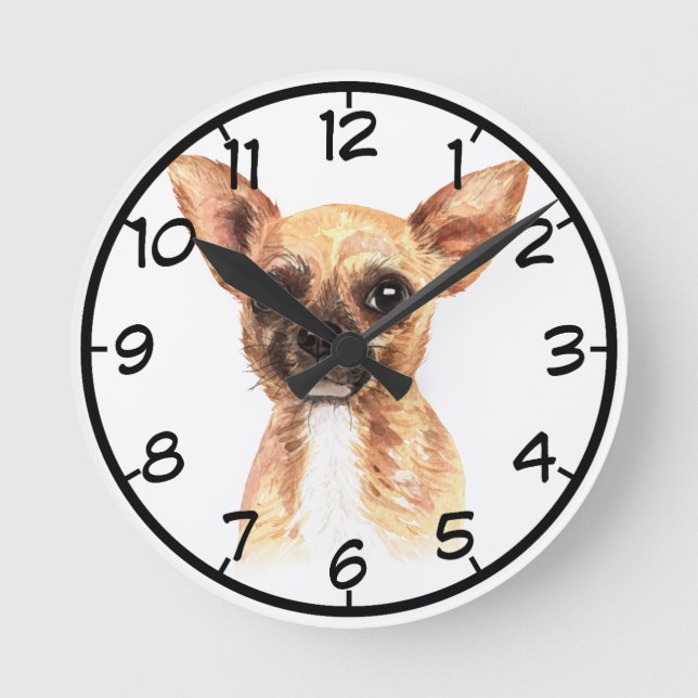 Chihuahua Wall Clock Runde Wanduhr (Vorderseite)