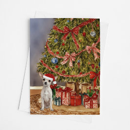 Chihuahua Wasserfarbe unter Weihnachtsbaumkarte Karte