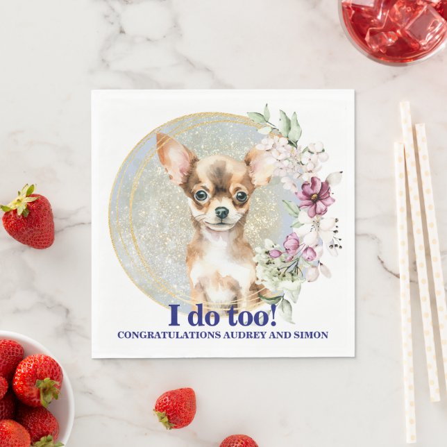 Chihuahua Wedding Napkins mit Hunden Foto Serviette (Beispiel)